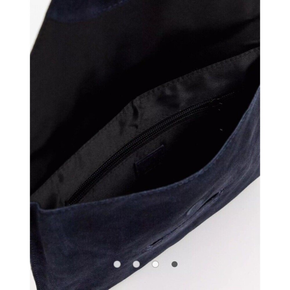 ASOS DESIGN suede tuck front clutch bag Purse Navy Blue - Picture 11 of 11